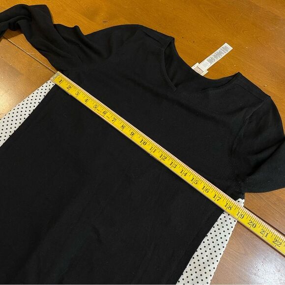 Chico’s Black Front Polkadot Back Long Sleeve Shirt Top Blouse High Low Sz M - Picture 7 of 8